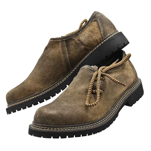 Men’s Brown Bavarian Suede Shoes Oktoberfest Outfit Traditional German Footwear - Picture 1 of 8